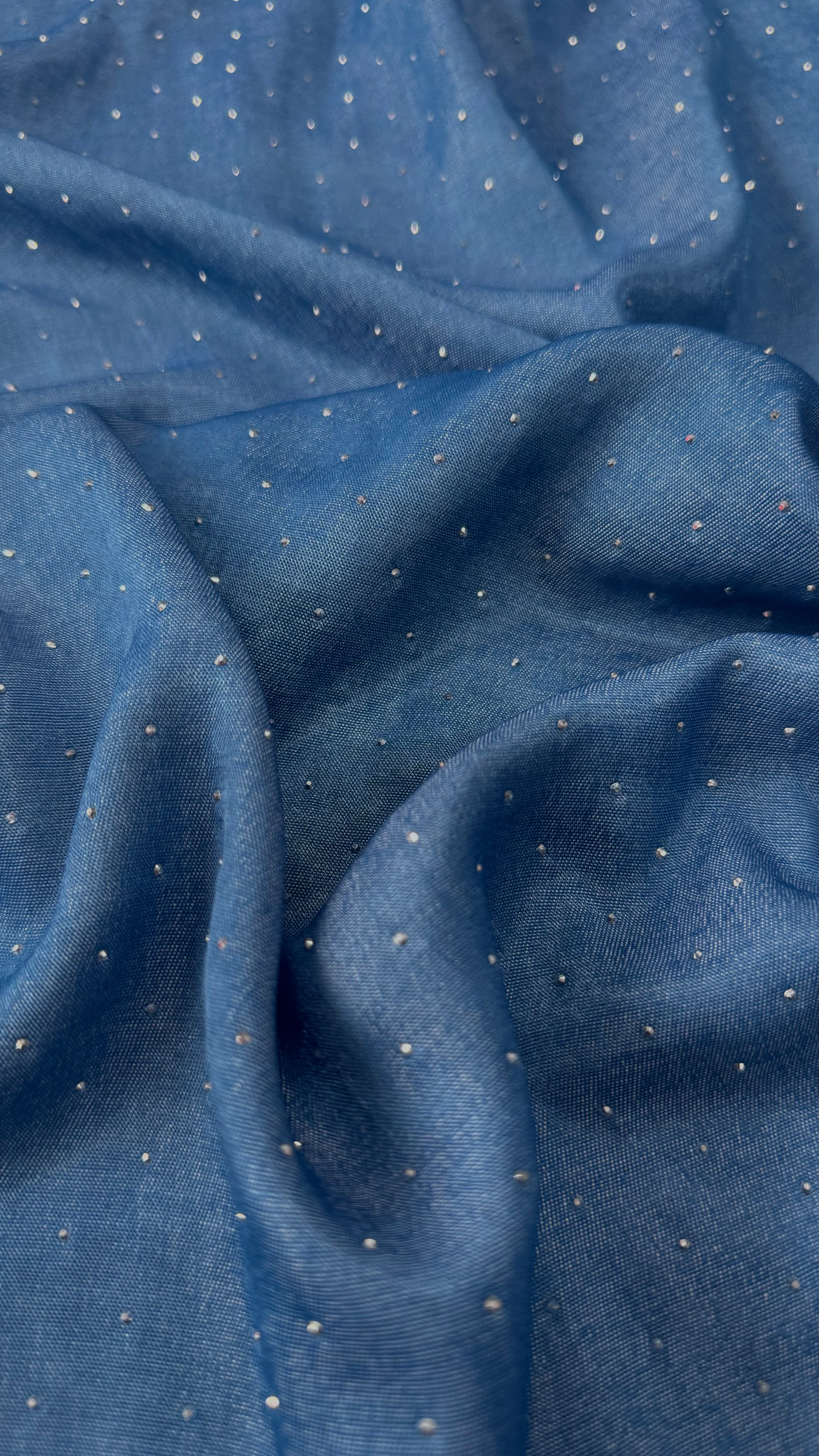 Rhinestone Silky Denim